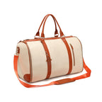 Beige garment duffel, side view