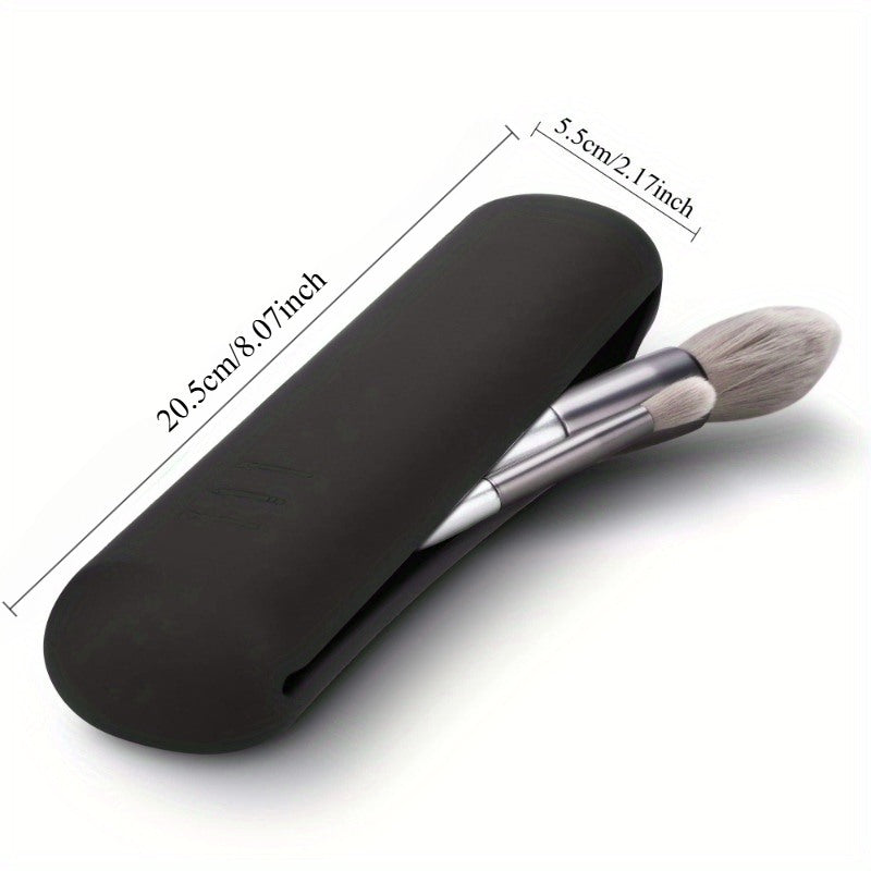 Black silicone makeup brush holder with dimensions