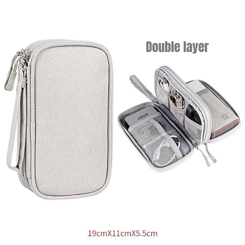 Two-layer cable organizer pouch