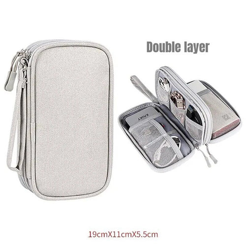 Two-layer cable organizer pouch