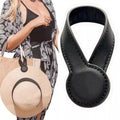 Black magnetic hat clip holding a hat on a bag