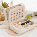 White travel jewelry case, open