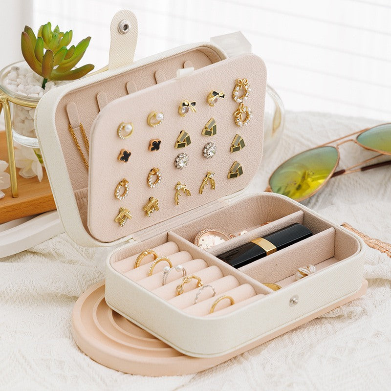 White travel jewelry case, open