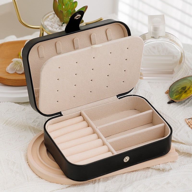 Black travel jewelry case, open