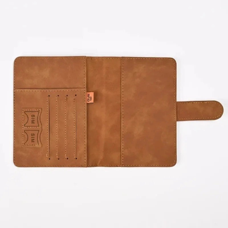 Passport holder opened flat