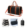 Black garment duffel with packing cubes, toiletry bag and shoe bag